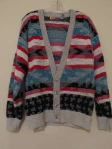   80s hipster Urban Outfitters look mod mens cardigan sweater M  