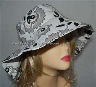 LADIES WIDE BRIM FLORAL CANVAS COTTON GARDEN SUN HAT  