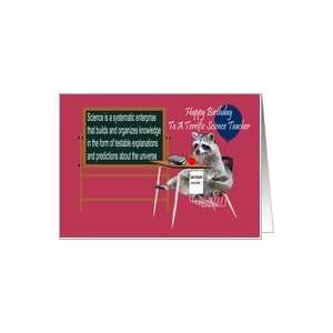   Science Teacher, Raccoon sitting in a school desk Card Health