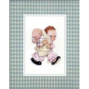  Boy Holding Baby by M Attwell. Size 10.00 X 8.00 Art 