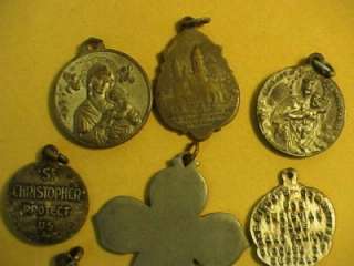   Christian medals Box Lot Father Baker St Christopher sterling  