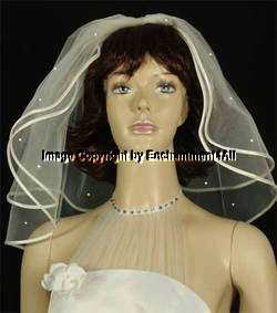 2T Ivory Wedding Bridal Veil Tiara Swarovski Crystal 31  