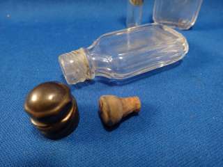 ANTIQUE PERFUME BOTTLES CROWN & FLAME CORKED LIDS  