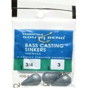  South Bend Bass Casting Sinker (Black, 3/4 oz) Sports 