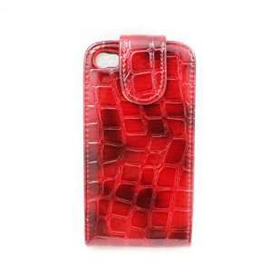 Cuffu Luxury Red Crocodile Leather Case Cover for Apple iPhone 4 / 4th 