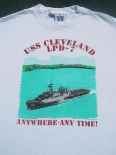 USS CLEVELAND LPD 7 anywhere, anytime LARGE T SHIRT  
