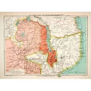  1898 Lithograph Map British Central Africa Administrative 