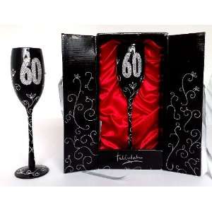  60th Birthday Black Champagne Glass