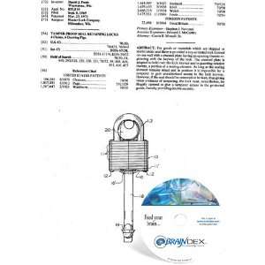  NEW Patent CD for TAMPER PROOF SEAL RETAINING LOCKS 