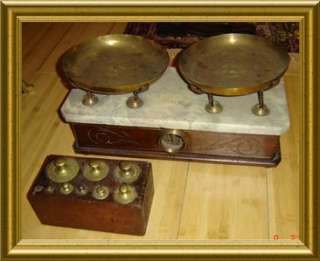 Antique Apothecary Pharmacy Balance Scale Brass Weights  