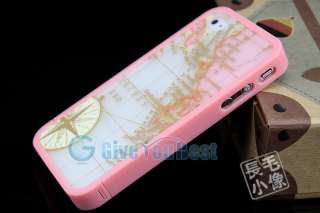 Pink Map Disney 86hero Ero Travel Hard Case Back Cover For iPhone 4 4G 