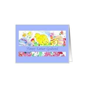  Happy Easter Godson Chicken Eggs Spring Flower Watercolor 