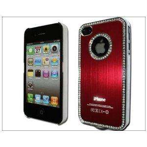   Unique Czech Rhinestone Case Cover For Apple iPhone 4 4S Red  