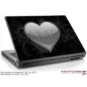  Medium Laptop Skin   Glass Heart Grunge Gray by 