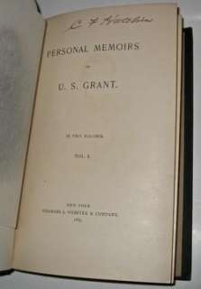PERSONAL MEMOIRS ULYSSES GRANT FIRST EDITION,1885  