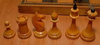 OLD 1970s SOVIET RUSSIAN WOODEN CHESS SET with BOARD USSR VINTAGE 