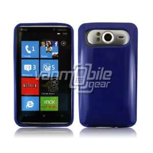 VMG HTC HD7/HD7S   Blue Solid Hard 1 Pc TPU Gel Silicone Rubber Skin 