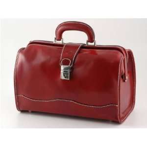  RED ITALIAN LEATHER DOCTOR TRAVEL BAG MADE IN ITALY 