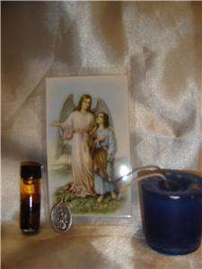 St. Raphael Oil, Card, Medal, Candle set ~  