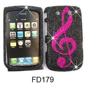   9800 RHINESTONES PINK MUSIC NOTE ON BLACK Cell Phones & Accessories