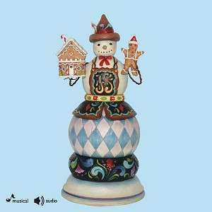 Jim Shore Figure Musical Snowman with Gingerbread House  