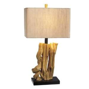  Twisted Branch Table Lamp With Hardback Shade in Linen Set 