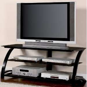 Modern LCD Plasma TV Stand With Tempered Glass And Audio Video Storage 