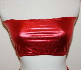Shiny red wet look top & skirt outfit cyber club dance  