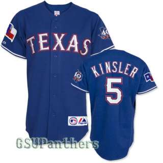 2012 Ian Kinsler Texas Rangers Alternate Blue Jersey w/ 40th Patch (M 