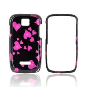  Pink Raining Hearts on Black Hard Plastic Case Cover For 
