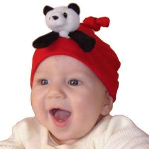  Infant Hat   Panda on Red Baby