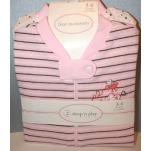  Set of 2 Baby Girl Sleepn Play Pajamas Pink Size 3 6 Mo 