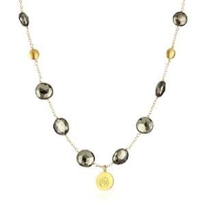    Mary Louise Facetted Round with Stamp Coin Pyrite Necklace Jewelry