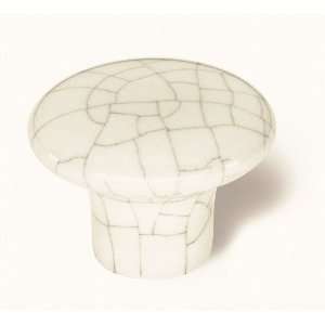 Baton Rouge Knob 33 mm. Dia. in Crackled White (Set of 10)