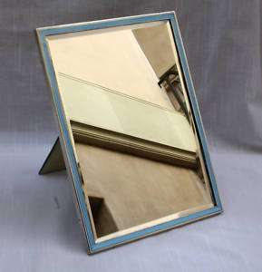ART DECO 1920S ENAMELED STERLING MIRROR, PICTURE FRAME  