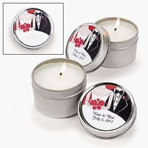  Bride & Groom Personalized Candle Tins   Party Decorations 