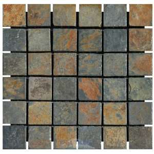  2 x 2 tumbled slate mosaic sheet in china multicolor 