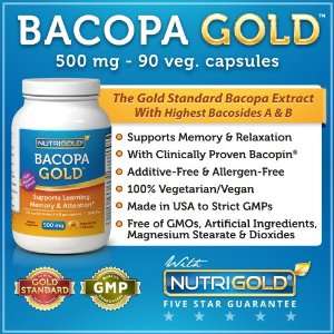  Bacopa GOLD   500 mg, 90 Vegetarian Capsules (Pure Bacopa 