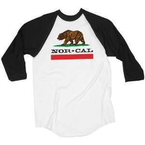 Nor Cal T Shirts Republic Raglan 3/4 Sleeve   Black  