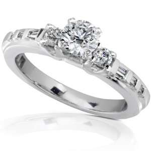  5/8ct TW Round & Baguette Diamond Engagement Ring in 14k 