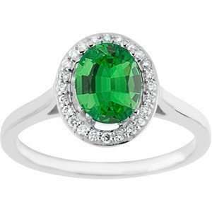Tsavorite Garnet Dream Engagement Ring   Large Electric Green Garnet 