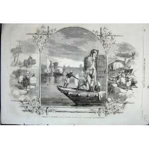  1861 Conveying Cotton India Ports Shipment Boats Cows 