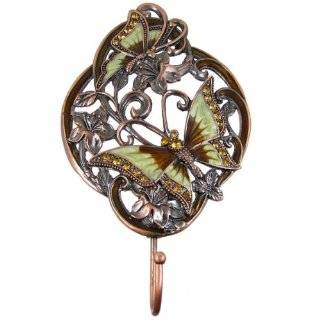 Vintage Butterfly Wall Hook Jeweled   Brown   7.5 x 4
