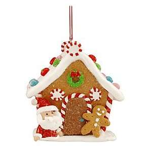 Gingerbread House With Santa Ornament