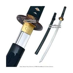 Musashi Handmade Sword Samurai Katana Kami Sea God Gold Plated Tsuba 