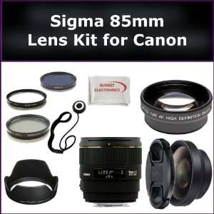  Sigma 85mm Lens, 0.45X Wide Angle Lens, 2X Telephoto Lens, Lens 