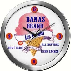  BANAS 14 Inch Ice Cream Metal Clock Quartz Movement 