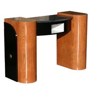  Trista Manicure Table   Dark wood/ Gray granite top 