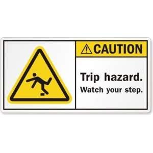 Trip hazard. Watch your step. Paper Labels, 4 x 2