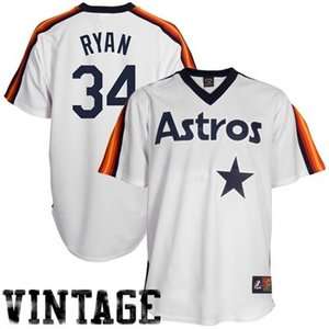 Majestic Houston Astros #34 Nolan Ryan White Cooperstown Baseball 